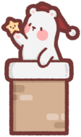 Polar bear in a Christmas chimney png