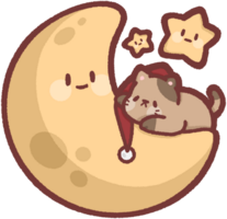 cat sleeping on the moon with stars png