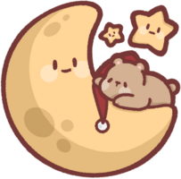 grizzly bear sleeping on the moon with stars png