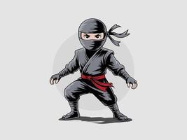 Angry Kid Ninja vector