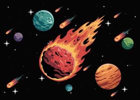 Space Background with asteroid vector