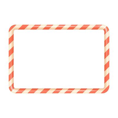 Red candy cane rectangular frame for Christmas layout or card