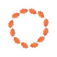 Oak leaf autumn wreath with warm orange tones vector