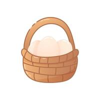 Wicker basket with white eggs cozy illustration vector