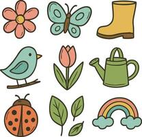 Spring garden icons illustration vector