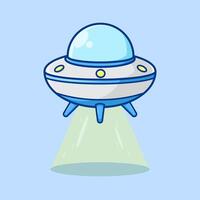 UFO. illustration. Colored. Cartoon style. Isolated on a purple background. vector