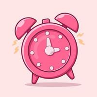 Pink alarm clock illustration vector