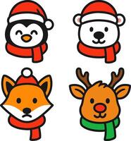 Cute Christmas animal bundle, Penguin, polar bear, fox, and deer vector