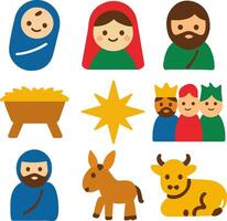 Nativity scene with holy family and wise men under the star vector