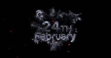 24 February text animation, the 24 February, presented with a hazy, ethereal glow video