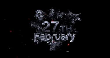 27 February text animation, the 27th February, presented with a mystical smoky effect video