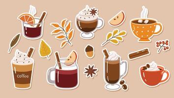 Coffee and dessert stickers collection vector