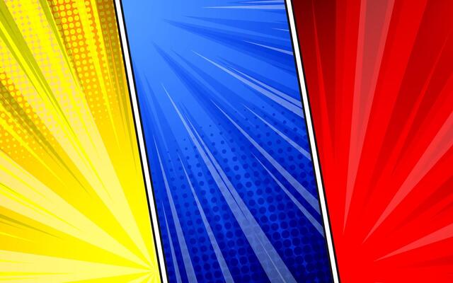 Colorful comic scene page background.