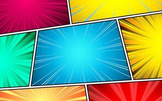 Colorful comic background panels vector