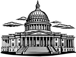 Grand Capitol Building with Majestic Dome and Columns vector