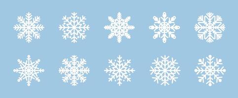 Snow thick icons set. Plump soft white line Snowflakes. Winter simple element collection. Cold weather symbol with editable stroke. New year and christmas ornament. vector