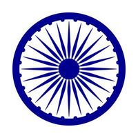 Blue Wheel with spokes icon. Simple ashok chakra graphic element isolated on white background. 24 spokes circle. India flag element isolated on white background. vector