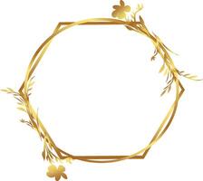 gold Flowers hexagon circle traditional vector