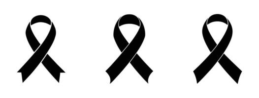 A Simple Black Ribbon Symbol on a White Background Representing Mourning Awareness or Remembrance Often Used to Express Solidarity Support or Respect for a Cause vector