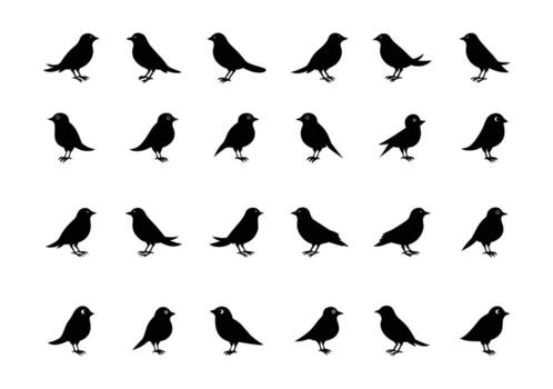 sin costura modelo de negro pájaro siluetas en un blanco antecedentes presentando varios pájaro poses y anglos creando un sencillo y elegante diseño para textil o vector