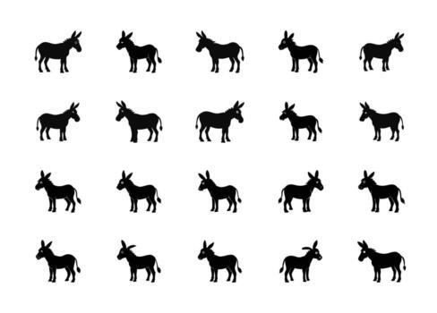 Repeating Pattern of Black Donkey Silhouettes on White Background Creating a Simple and Playful Design Suitable for Various Creative Projects and Applications with a Clean vector