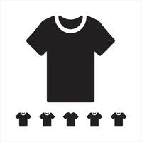Black t shirt icon set on white background with multiple small shirts t-shirt clothing vector