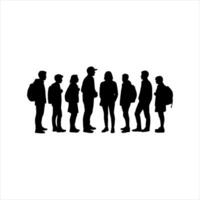 silhouettes of people standing in a line vector