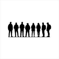 silhouettes of people standing in line on a white background vector