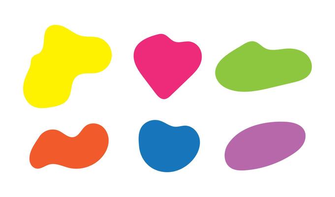 Colorful Organic Blob Shapes for Abstract Design, Bright Fluid Ink Blobs Pack for Modern Art