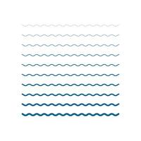 Blue Wavy Line Set in Flat Style for Background Design, Thin to thick wavy lines set for creative projects, vector