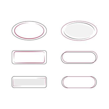 mínimo oval forma y redondeado rectángulo rojo, negro botones, marcos recopilación, vector