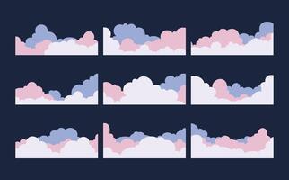 Various cloud designs in pastel colors vector