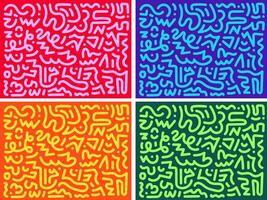 Collection of hand drawn abstract tribal seamless patterns vector