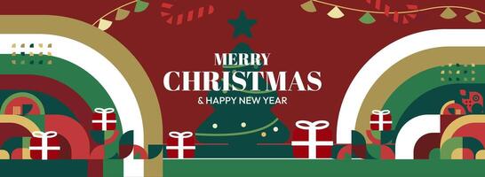 Merry Christmas and Happy New Year banner vector