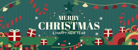 Christmas decorations with gifts and snowflakes vector