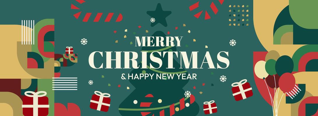 Festive flair for your celebrations. Unique backgrounds for Christmas and New Year with striking geometric elements for banners.