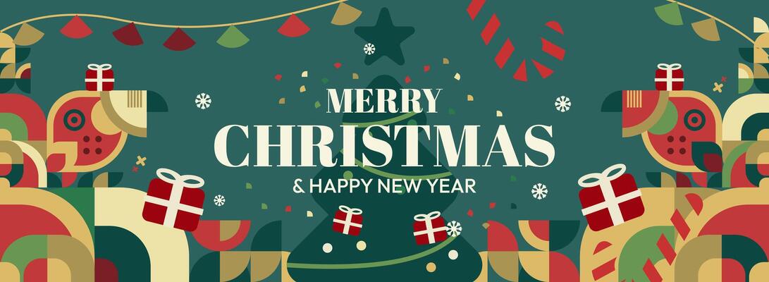 Celebrate the magic of the season. Unique Christmas and New Year backgrounds with striking geometric elements for festive banners.