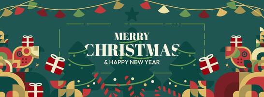 Create a festive atmosphere. Unique Christmas and New Year templates with bold geometric shapes for horizontal banners and cards. vector