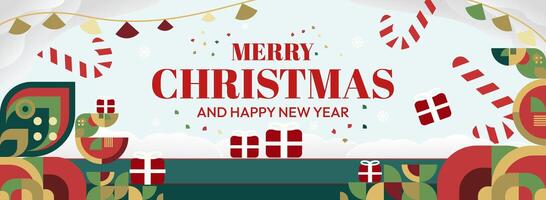 Bring joy to your celebrations. Creative templates for Christmas and New Year featuring modern geometric designs for profile covers. vector