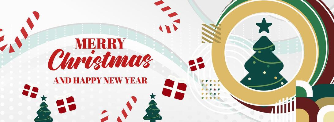 Celebrate with Flair. Trendy Christmas and New Year Backgrounds with Lively Geometric Elements for Your Seasonal Marketing.