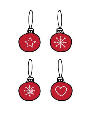 Set bundle of hand drawn doodle sketch Christmas new year tree decoration balls isolated on white background