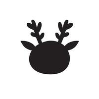 Flat cartoon doodle deer faces vector