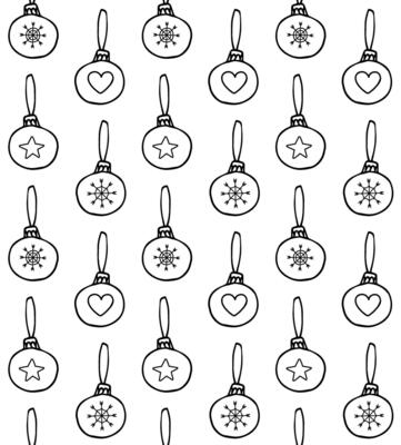 Seamless pattern of hand drawn doodle sketch Christmas new year tree decoration balls isolated on white background