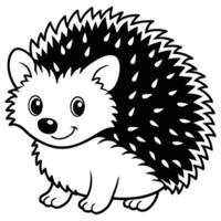 Black and white cute hedgehog cartoon on white background vector