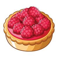 Raspberry tart on white background vector