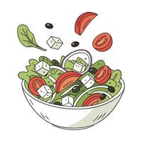 Fresh veggie salad on white background vector