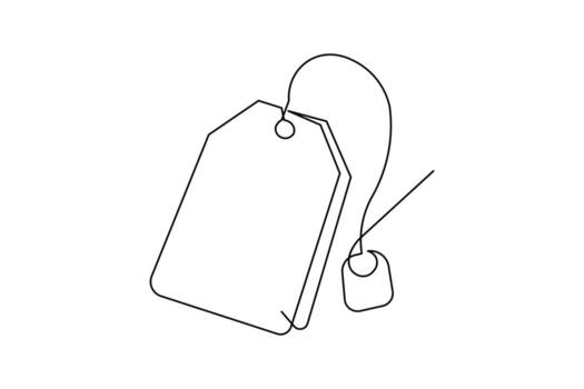 Minimalist tea bag art using continuous line design in outline style isolated on white background vector