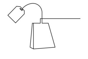 Tea bag minimal outline artwork continuous one line drawing isolated with clean white background vector