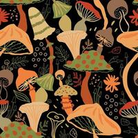 Colorful mushroom pattern with various designs vector