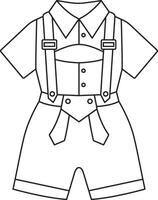 Men's national Bavarian Trachten costume, Oktoberfest, simple black and white icon on isolated background vector